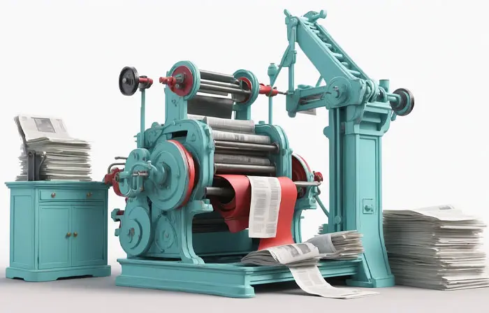 Newspaper Printing Machine 3D Picture Art Illustration